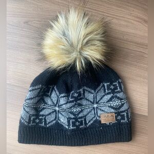 Bula Women’s Pom Black Winter Hat, Fleece Inside, Ski Hat